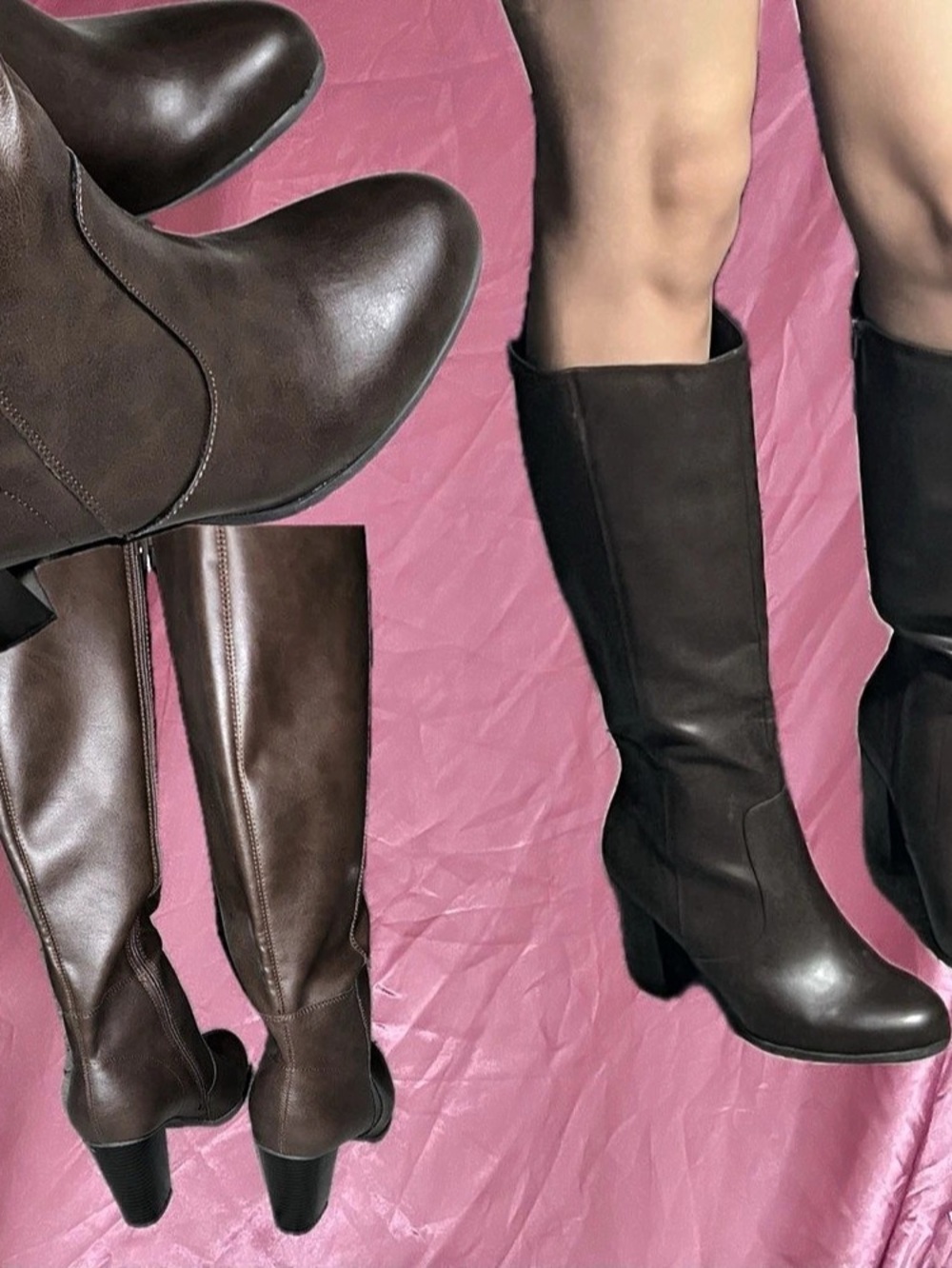 me too Heeled Knee-High Boots Brown US 9